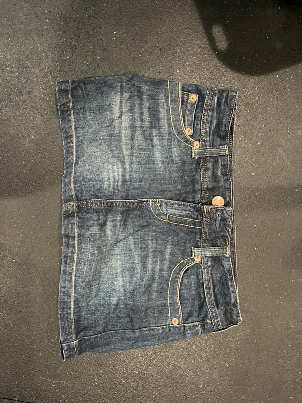 American Eagle Outfitters Blue Denim Skirt with Gingham Trim